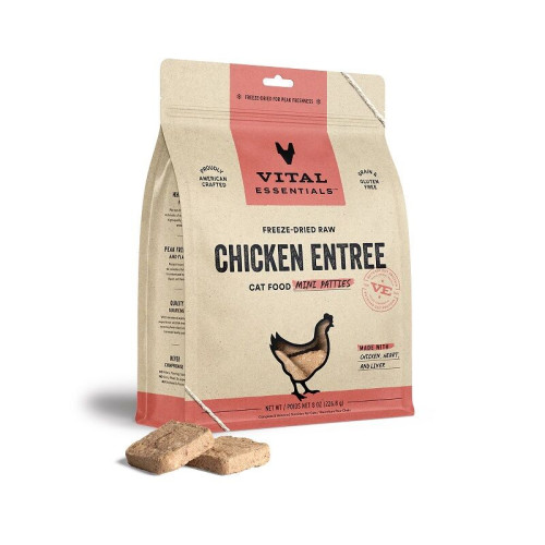Vital Essentials 15oz [[ 雞餅 ]] Freeze-Dried Raw CHICKEN Entree Mini PATTIES 凍乾迷你肉餅貓主糧 雞肉餅 {原裝行貨} 691135 (EXP:7月/2027)